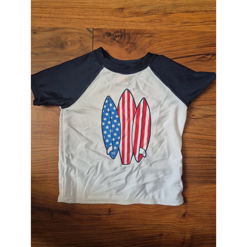 Jumping Beans Swimwear Boys Size 2T Blue Red Fourth of July Short Sleeve 8235